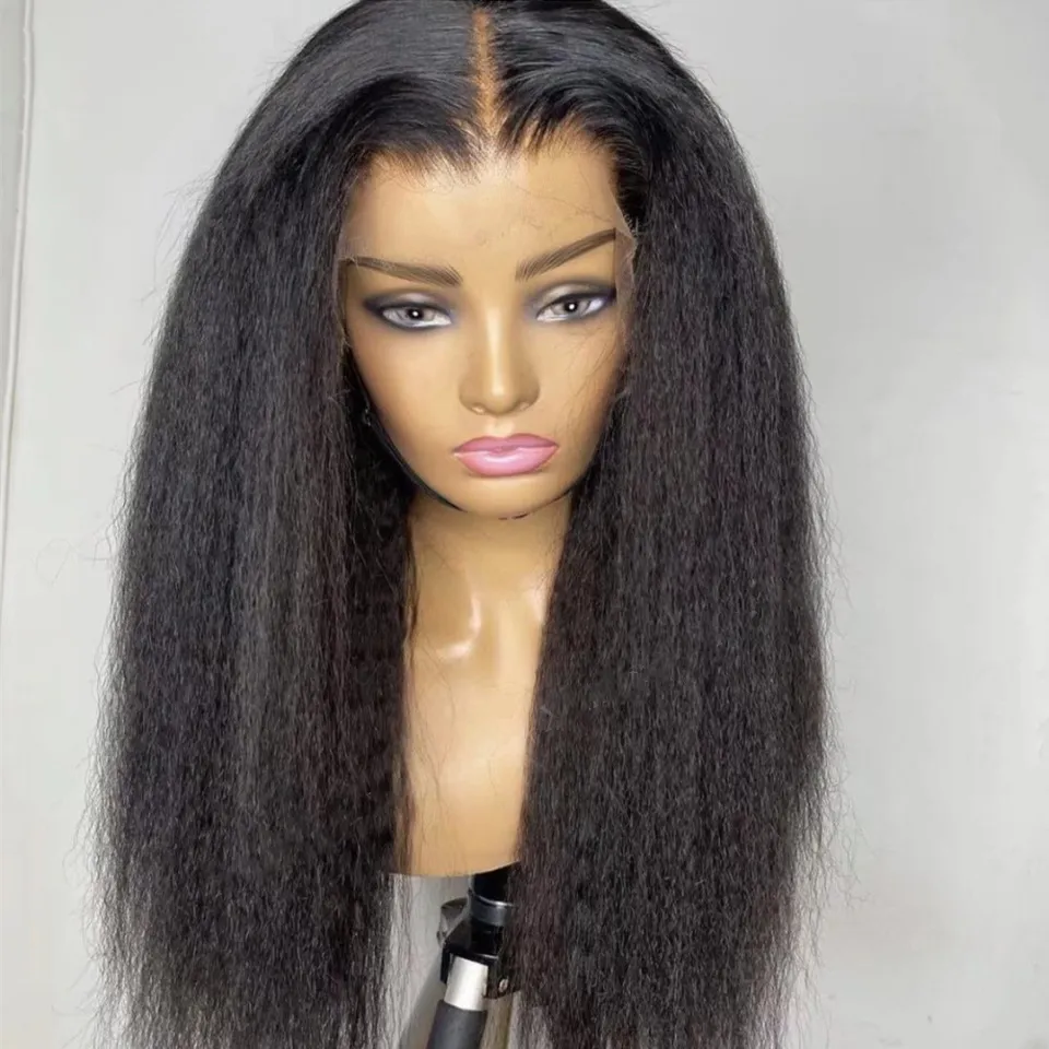 13X6 Swiss Lace Super Hairline Pre Bleached Knots Wig| Kinky Straight