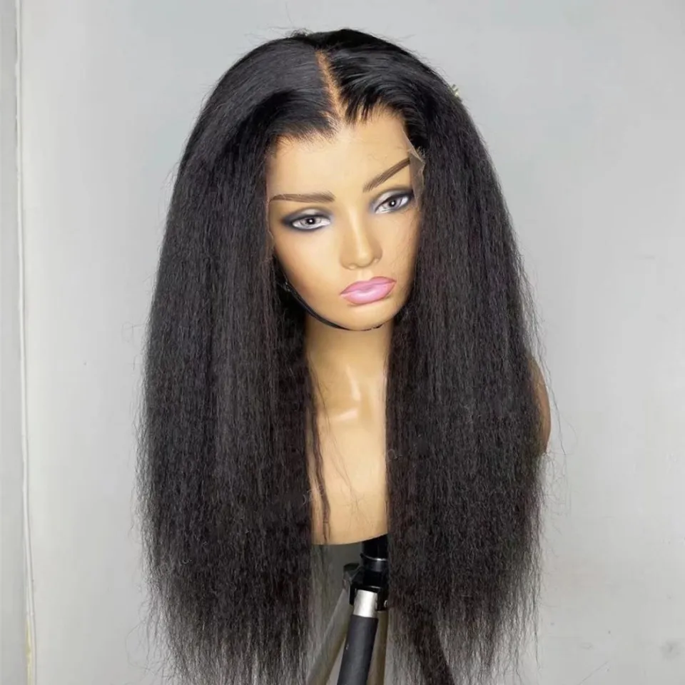 13X6 Swiss Lace Super Hairline Pre Bleached Knots Wig| Kinky Straight