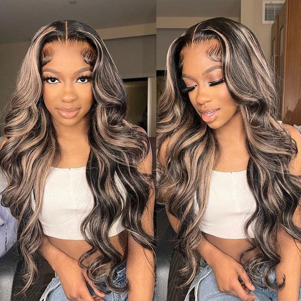 13X6/ 13x4 Lace Front Balayage Highlight Body Wave Wig