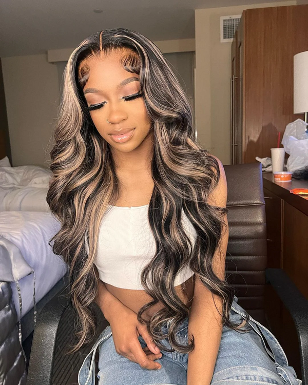 13X6/ 13x4 Lace Front Balayage Highlight Body Wave Wig