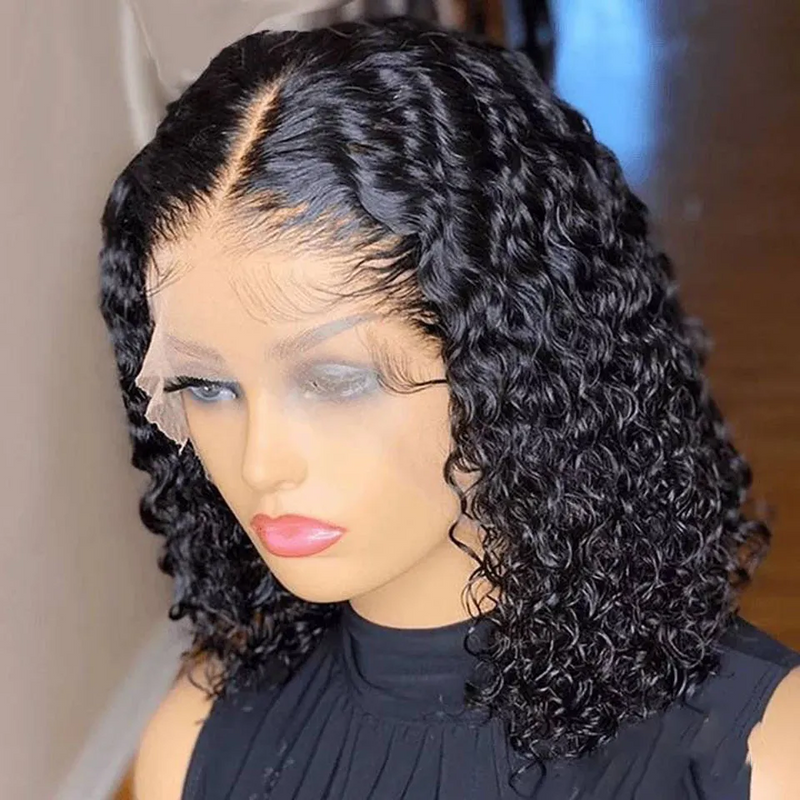 13x4 Skin Melt Swiss Lace Side Part Full Frontal 3D Lace Wig| Curly Bob