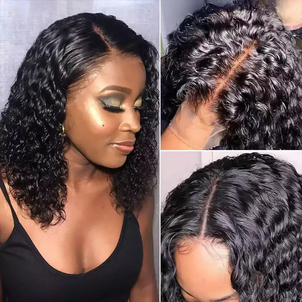 13x4 Skin Melt Swiss Lace Side Part Full Frontal 3D Lace Wig| Curly Bob