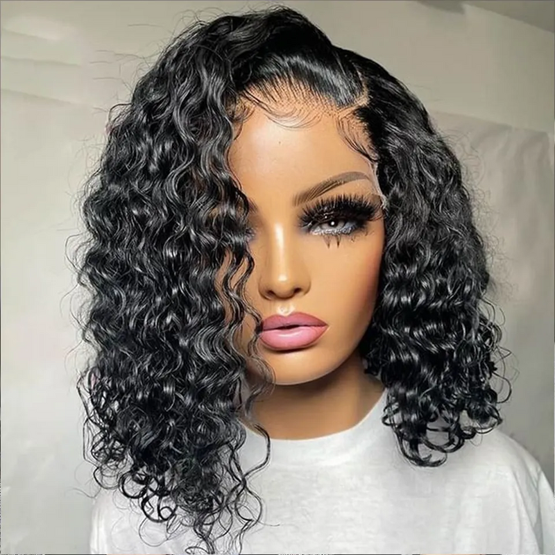 13x4 Skin Melt Swiss Lace Side Part Full Frontal 3D Lace Wig| Curly Bob