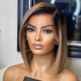 13x4 Swiss Lace Preplucked Hairline Ombre Ash Blonde Bob Wig