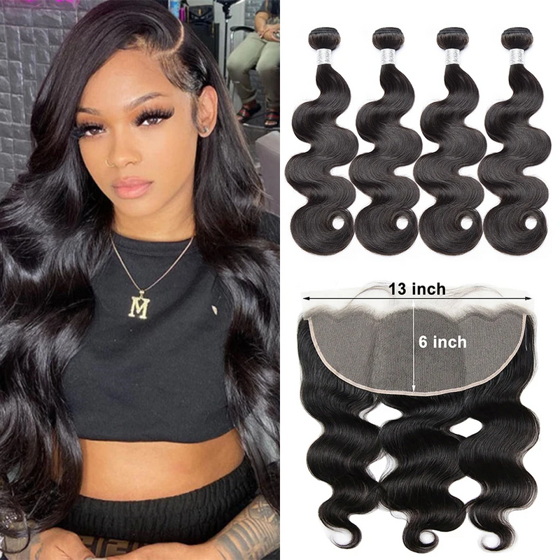 13x6/ 13x4 HD Swiss Lace Front with 3 PCS Bundles Body Wave Human Hair