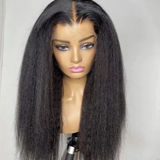 13X6 Swiss Lace Super Hairline Pre Bleached Knots Wig| Kinky Straight