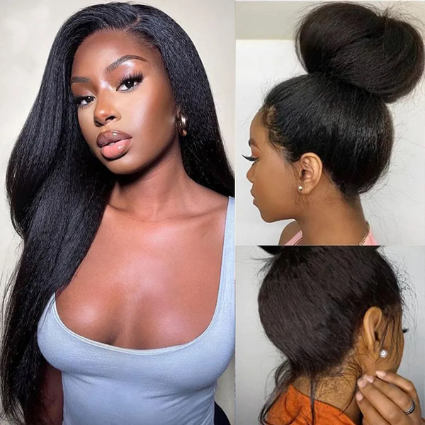 360 Prepluck Hairline Prebleached knots Lace Wig| Kinky Straight