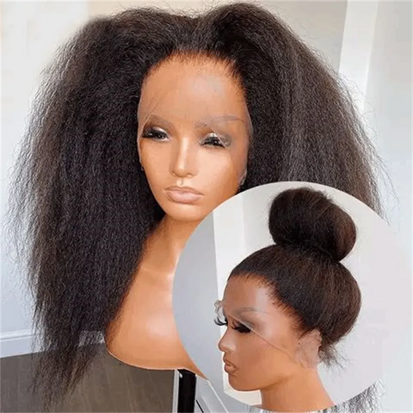 360 Prepluck Hairline Prebleached knots Lace Wig| Kinky Straight