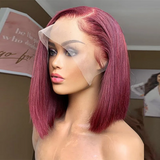 99J Burgundy C Part Straight Bob Lace Front Wig