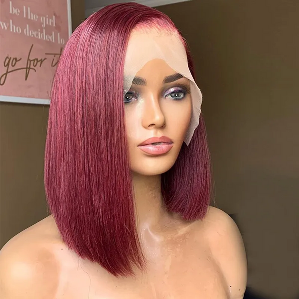 99J Burgundy C Part Straight Bob Lace Front Wig