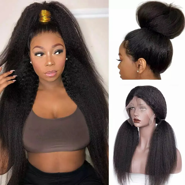 Full Lace Preplucked Hairline Pre Bleached Knots Human Hair Wig| Kinky Straight